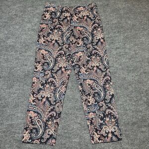 Pendleton Pull On Pants Women Sz 4 Side Zipper Multicolor Pailsey Print Straight